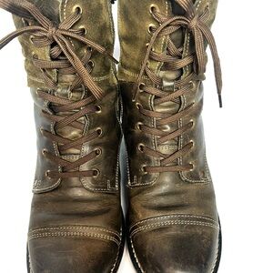 Taos Distressed Leather Lace Up Combat Boots Buckle Moto Comfort Women’s 40 or 9